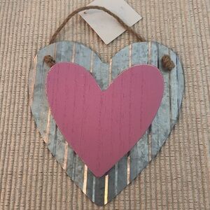 galvanized & pink Heart Wall Decor